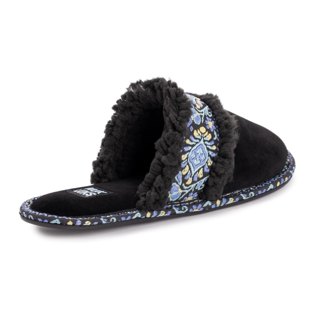 MUK LUKS Amaya Slipper Women Size 10 Black New Faux Fur Slip On House Shoes